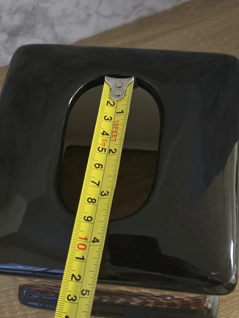 Ceramic Animal Print Square Tissue Box Cover - Black & Copper